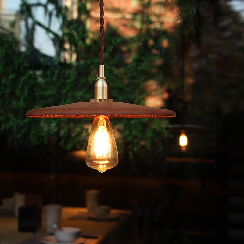 1 Light Pendant Light Modern Style Minimalism Wood Hanging Light for Dinning Room
