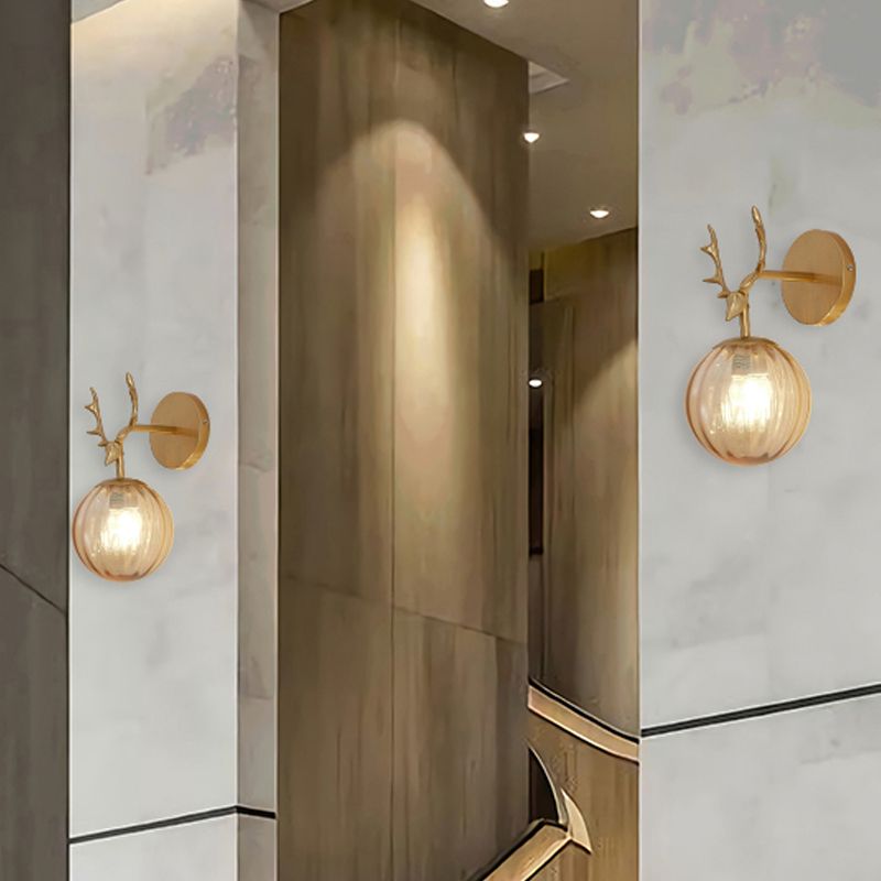 1 Light Spherical Wall Sconce Modern Style Glass Wall Lighting for Bedroom