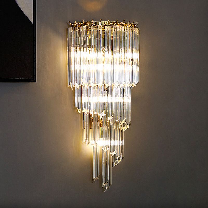 Modern Style Tiered Shape Wall Lamp Crystal Sconces for Bedroom