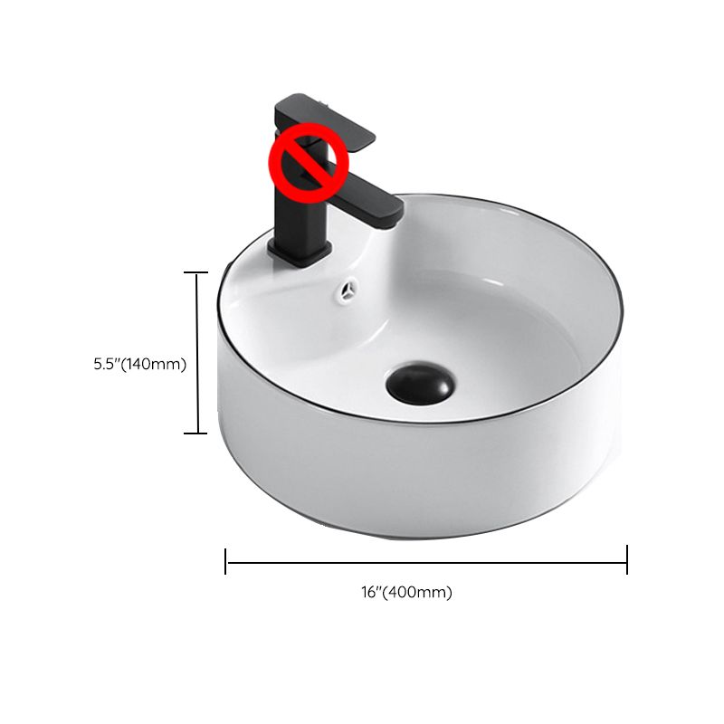Modern Vessel Bathroom Sink Rectangular Porcelain Drain Assembly and Faucet Wash Stand