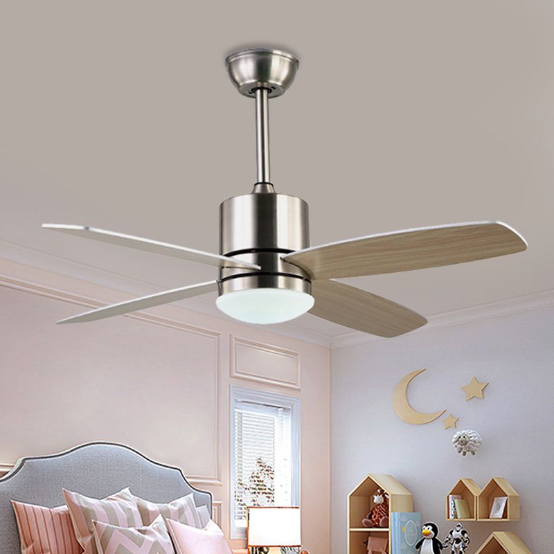 Nickle LED Hangende ventilator Licht Modernistische acrylcirkel 4 Wood Blades Semi Flush Mount Lighting voor woonkamer, 42 "W
