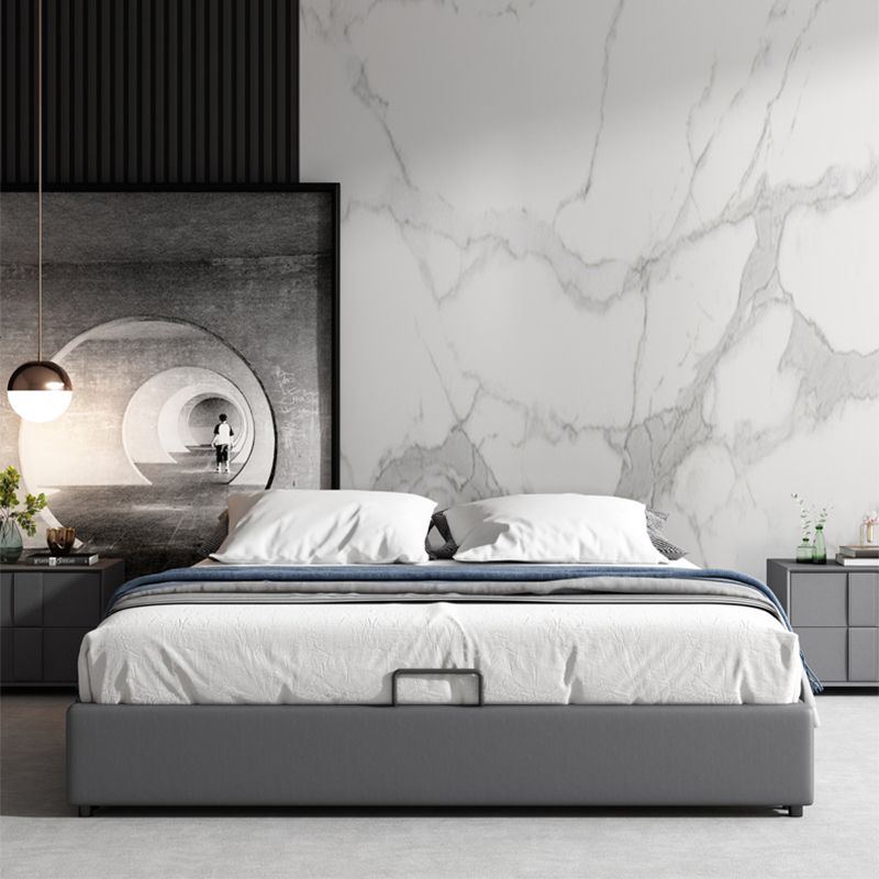 Grey Platform Bed Frame Contemporary Platform Bed with Lift Up Storage
