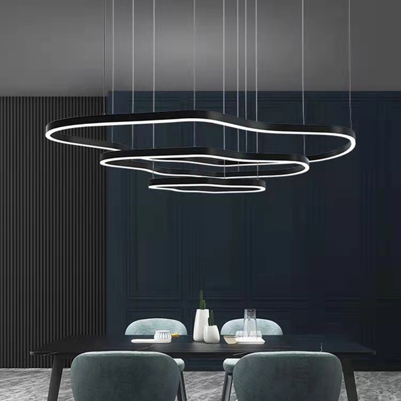 Iluminación moderna de comedor anillos múltiples accesorios de iluminación de araña