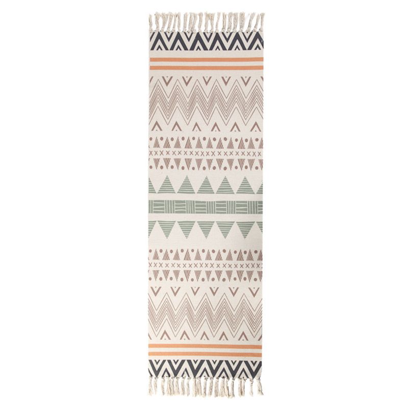 Nostalgia Boho-Chic Rug Cotton Blend Carpet with Fringe Easy Care Washable Rug for Home Decor