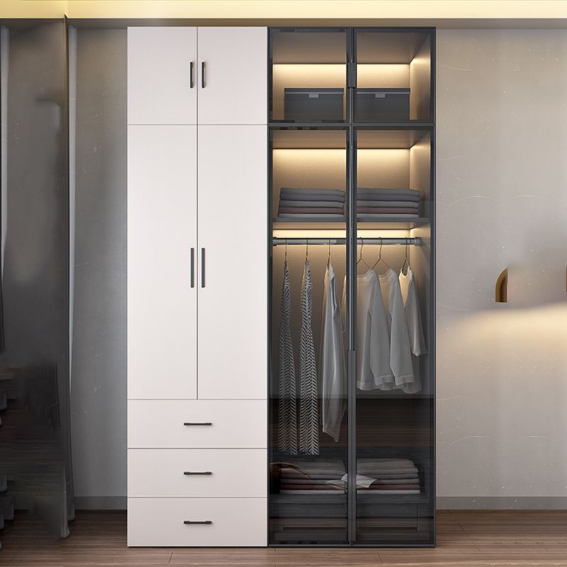 Hinged Wardrobe Closet with Drawer Contemporary Storage Cabinet