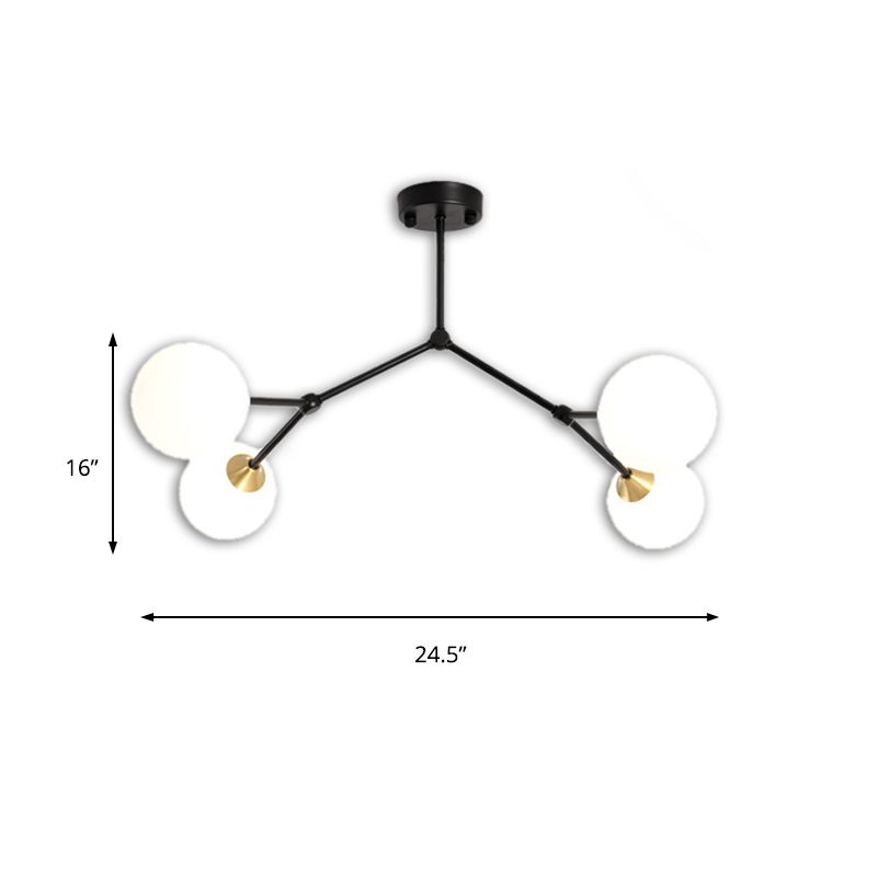 Costeo de bolas moderno Ligero claro/lácteo Vaso blanco 4/5/6 Caballero de comedor con brazo negro/dorado