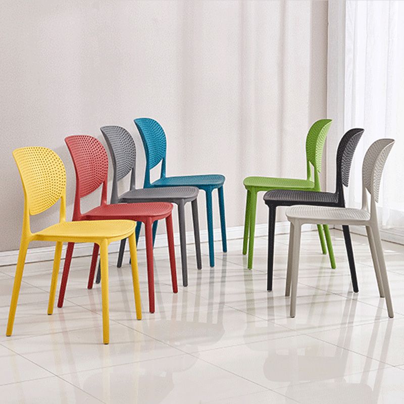 Silla lateral moderna de plástico para interior y exterior, silla lateral de comedor con respaldo abierto para el hogar