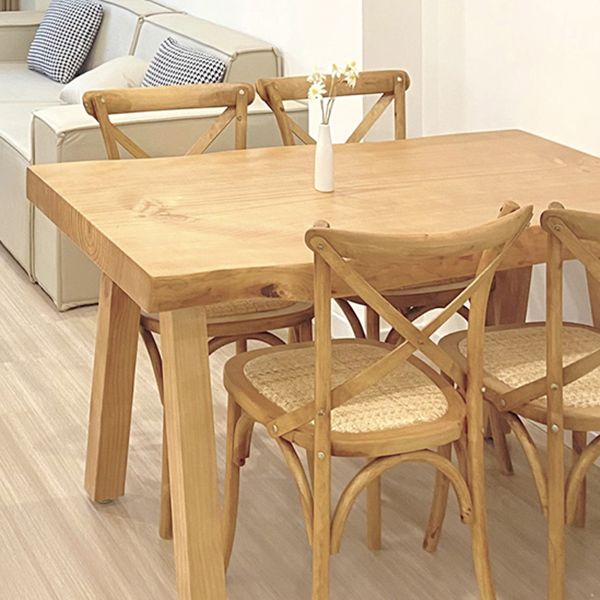 Rectangle Wooden Dining Table for Restaurant Modern Pine Table in Nature with 4 Legs