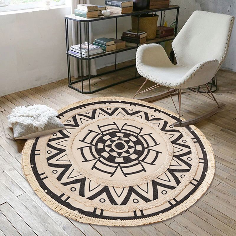 Tapis en intérieur floral chic Tapis boho multicolable Coton Coton Waspy of Living Room
