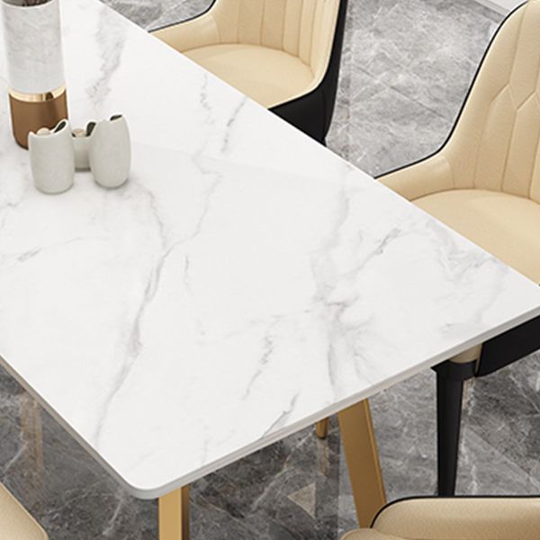 Glam Dining Table Set 1/2/7 Pcs Sintered Stone Dining Table and Upholstered Chairs