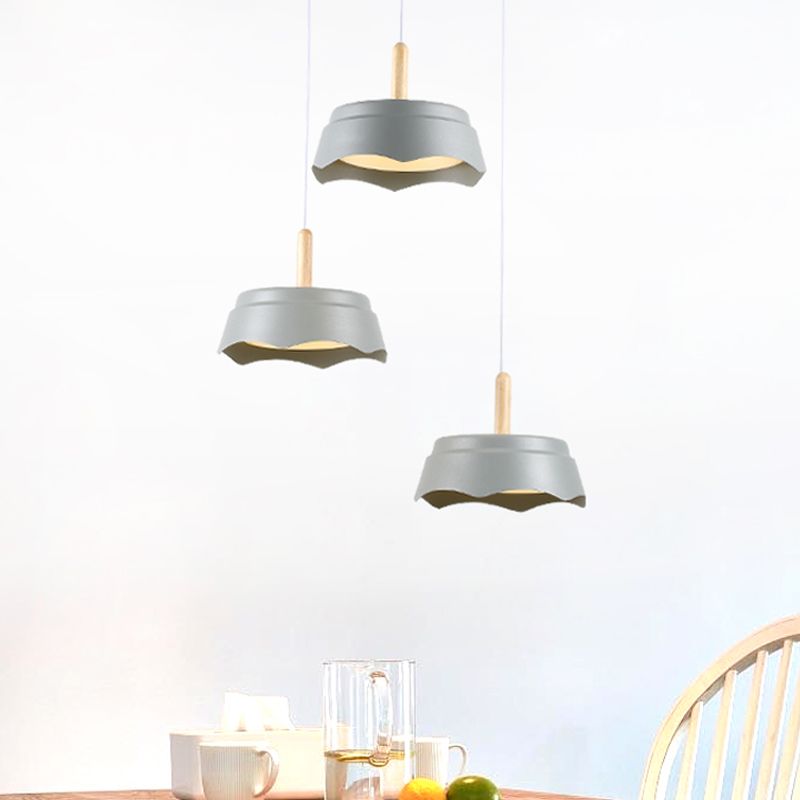 Drum Living Sala Suspension Pendse Metal 3 luces Modernismo Luz de techo colgante