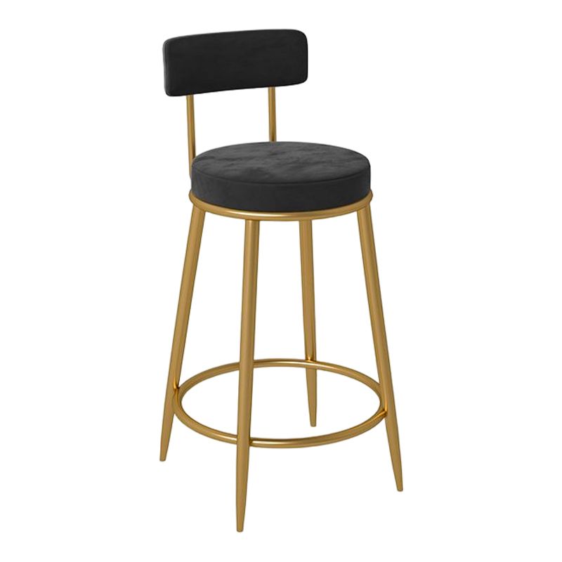 Glam Round Bar and Counter Stool Metal Low Back Stool with 4 Legs