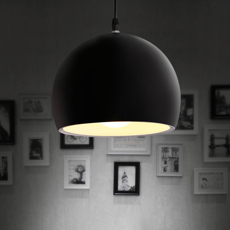Black Globe Shade Hanging Light Industrial Style Metallic 1 Kopfküchen Anhängerlampe, 8 "/10"/14 "Breite