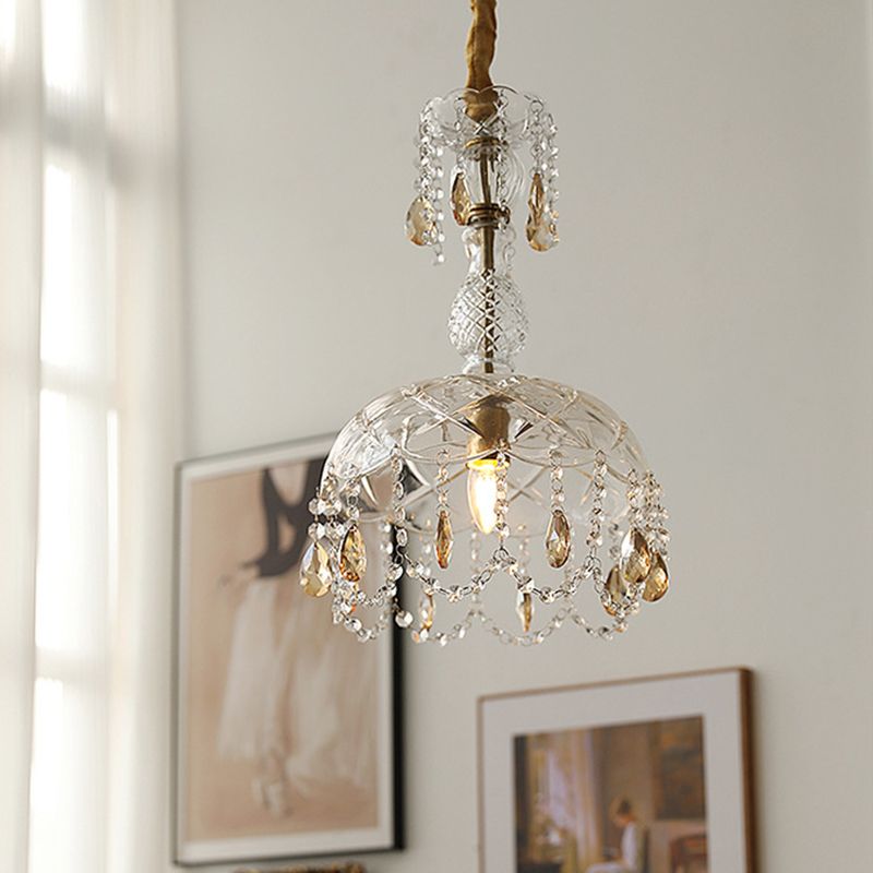 Moderner Stil einzigartiger Schatten hängend hängendes Glas 1 hängende Lampe mit Kristall