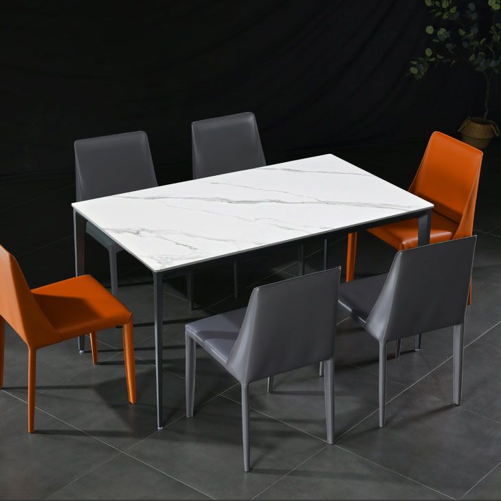 Eigentijdse stijl eetstoelen armloze zijstoel met metalen benen voor keuken (set van 2)