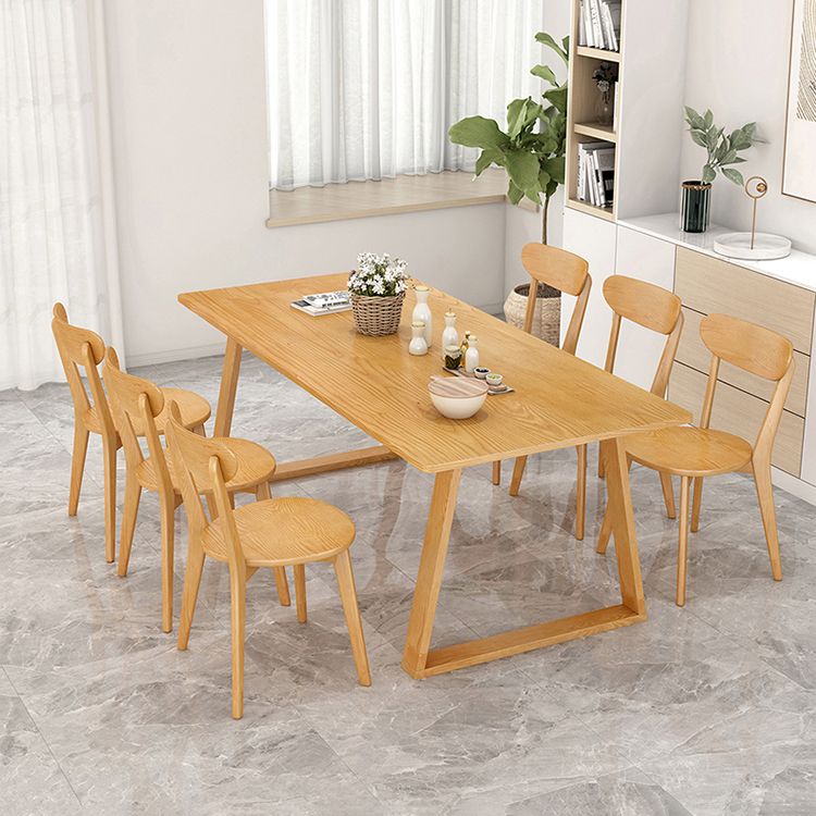 Modern Pine Solid Wood Table Rectangle Table with Double Pedestal Base