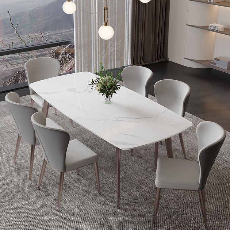 Glam Dining Table Sintered Stone Table with Metal Legs for Home Use