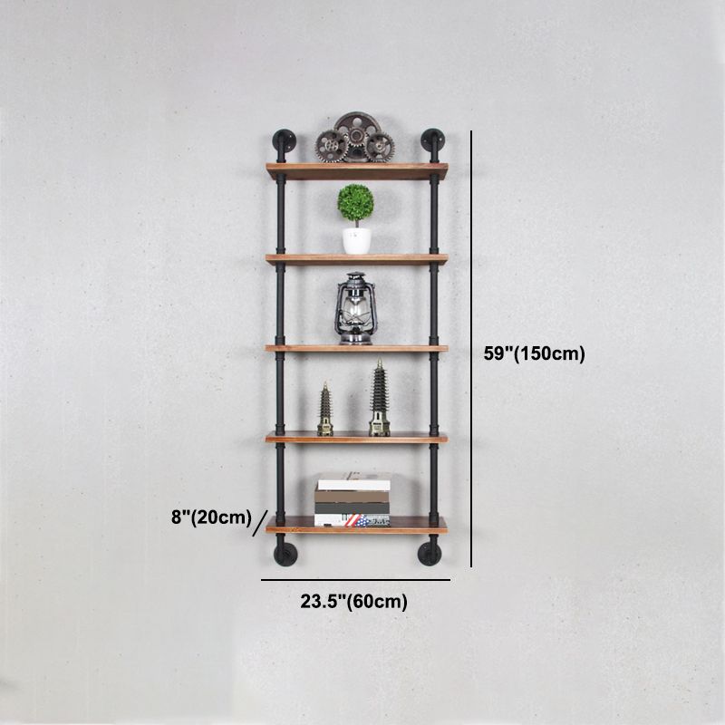 Metal Floating Bookcase Industrial Style Closed Back Shelf for Home Office
