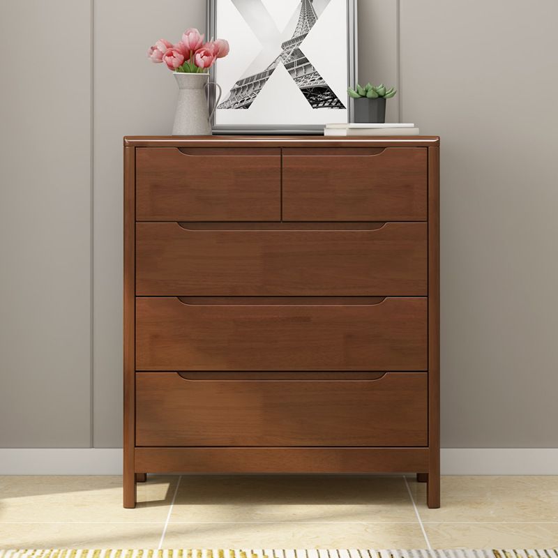 Mid-Century Modern Chest Squared Legs with Drawer Solid Wood Accent Chest