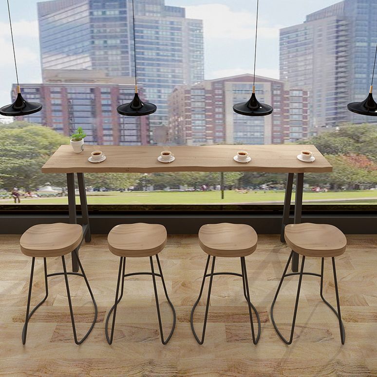 Solid Wood Bar Table Traditional Luxury Bar Table Rectangle with Sled Base