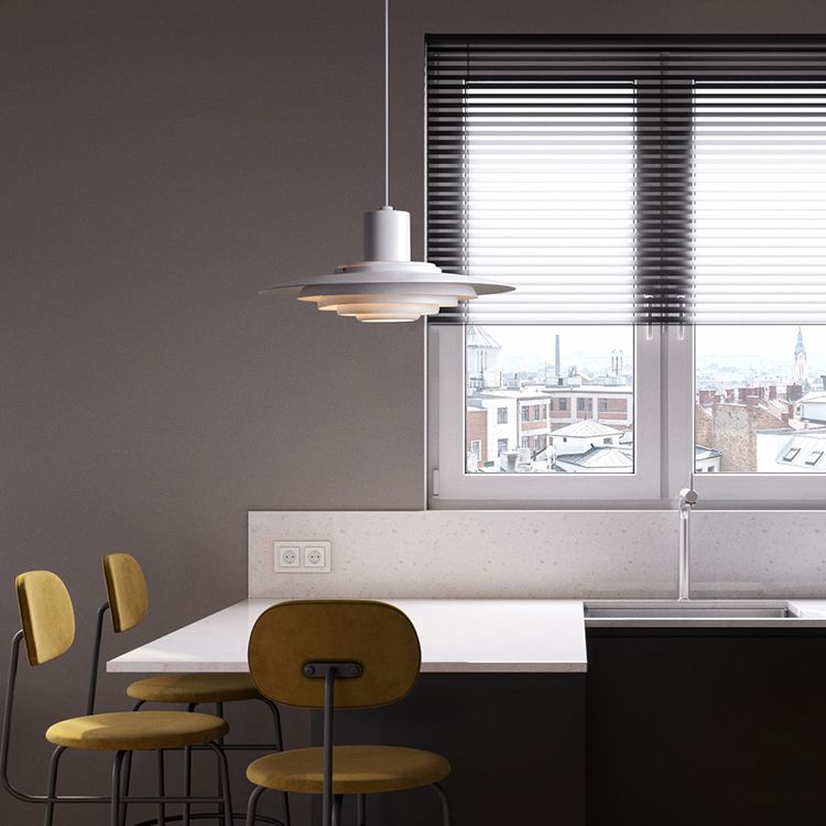 Dikke metalen schijf schaduw hanglamp moderne stijl in verlichting voor eetkamer