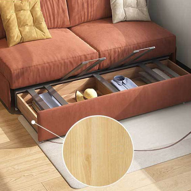 33.46" H Armless Sleeper Glam Styled Sleeper Sofa Bed in Orange