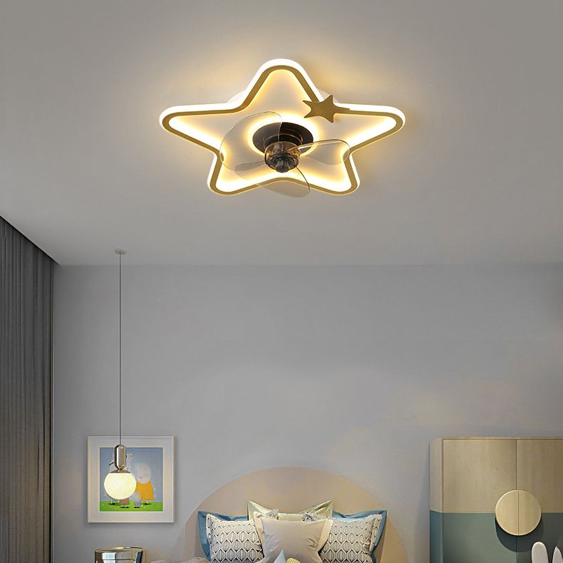 Fan di soffitto a led creativi per bambini Luce da ventola per interni con ombra acrilica