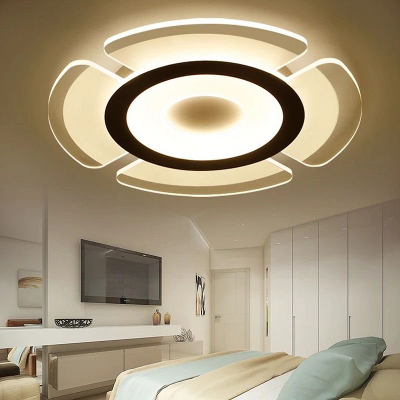 Metallic Circular Flush Mount Lighting Minimalist Clear LED Flush Mount Fixture for Living Room