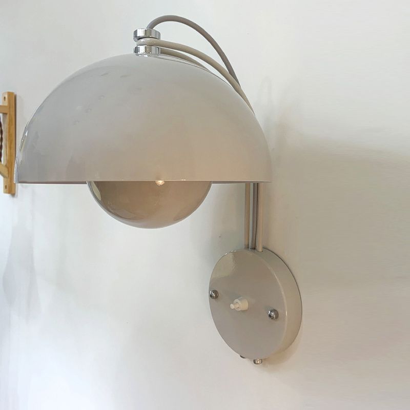 1-Light Wall Lamp Macaron Style Wall Mount Lamp with Metal Shade for Aisle