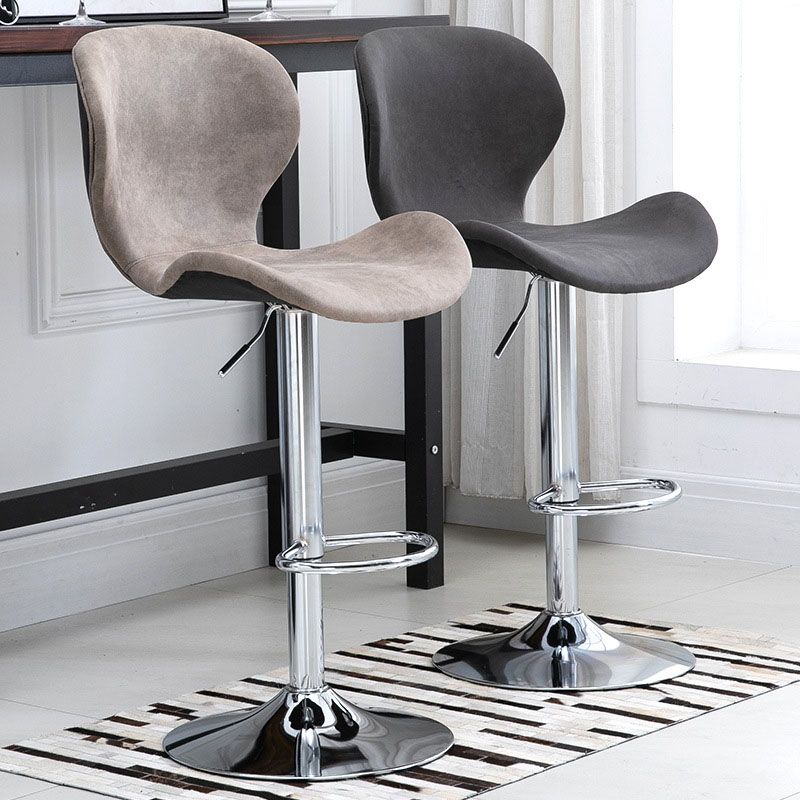 Scandinavian Metal Barstool Faux Leather Low Back Footrest Furniture