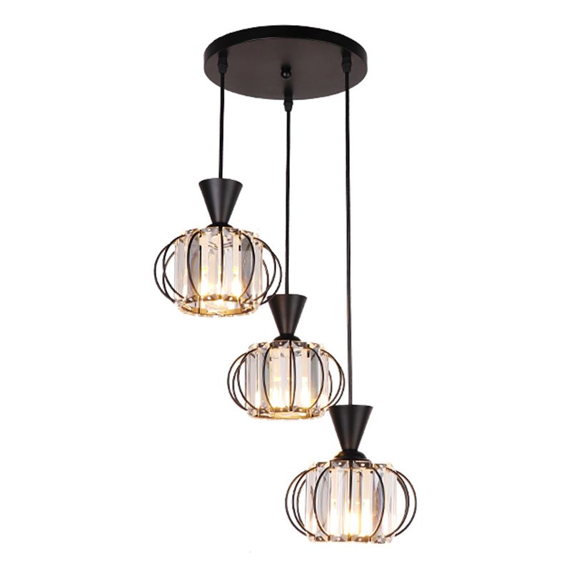 Lampe à suspension sphérique nordique lampe à manger en cristal Pendant Light en noir