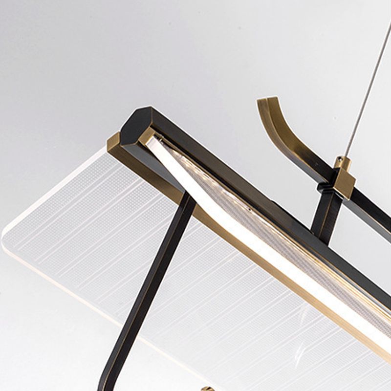 Solid Brass Post Modern Kitchen Island Fixture LED Ceiling Light Pendant in Black