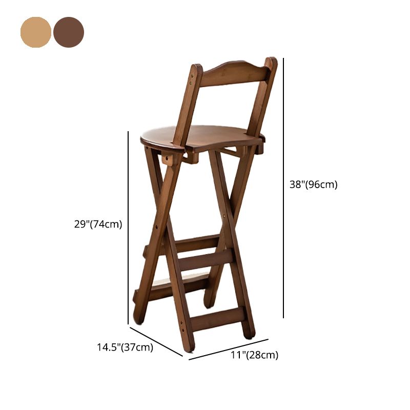 Modern Armless Backrest Counter Stool Wood Study Bar Stool with Wooden Seat and Pedal