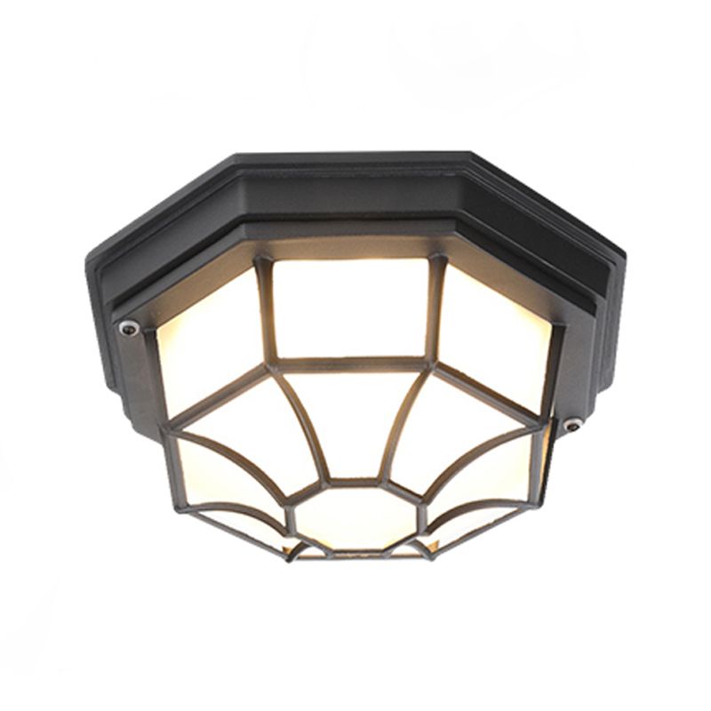 Plafonnier LED traditionnel avec abat-jour en verre, luminaire encastré pour cour et balcon