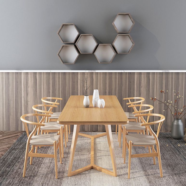 Pine Solid Wood Rectangle Dining Table Contemporary Kitchen Wood Table with Double Pedestal