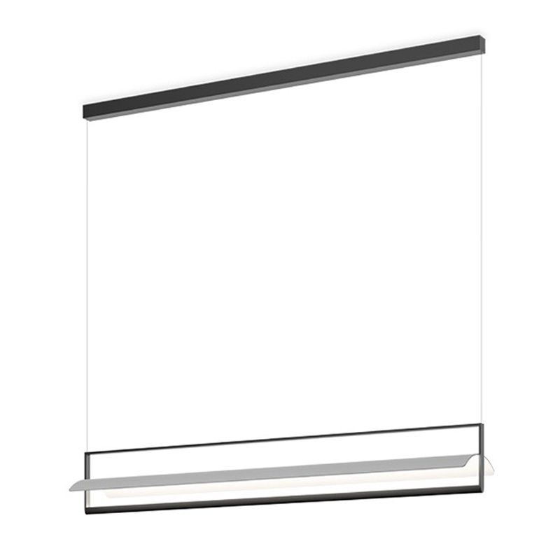 Linear Metallic Island Light Fixture Modernism LED Black Hanging Lamp Kit for Dining Room