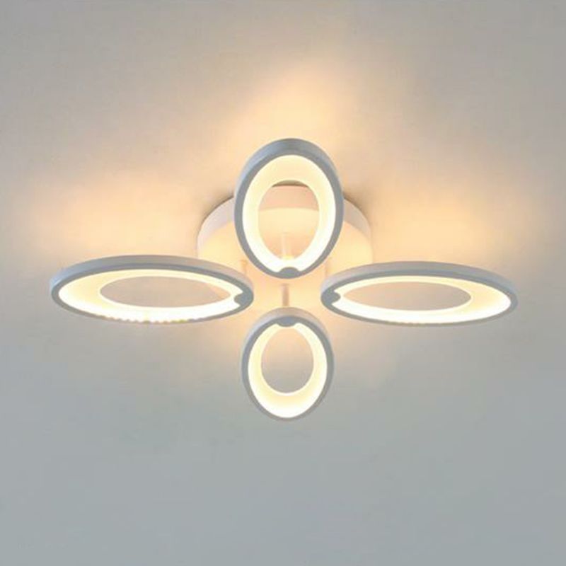 Minimalist Peacock Ceiling Mounted Light Acrylic Living Room LED Semi Flush Mount in White
