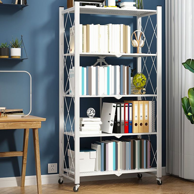 Modern Metal Bookcase Geometric Bookshelf for Living Room, 28" L X 14.5" W