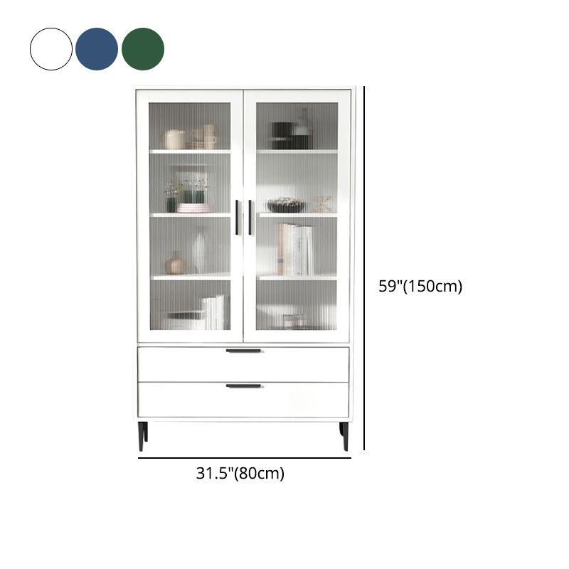 Contemporary Bar Pulls Accent Chest in White/ Blue/ Green with Steel Legs