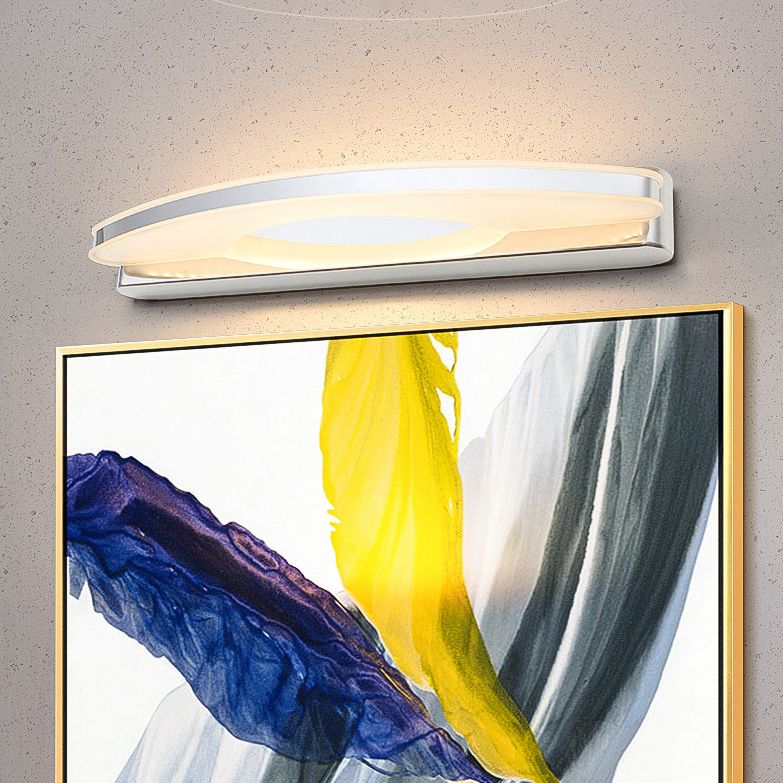 Shaded Wall Sconce Lighting Contemporary Style Metal Shower Room LED Wall Mounted Light in Chrome