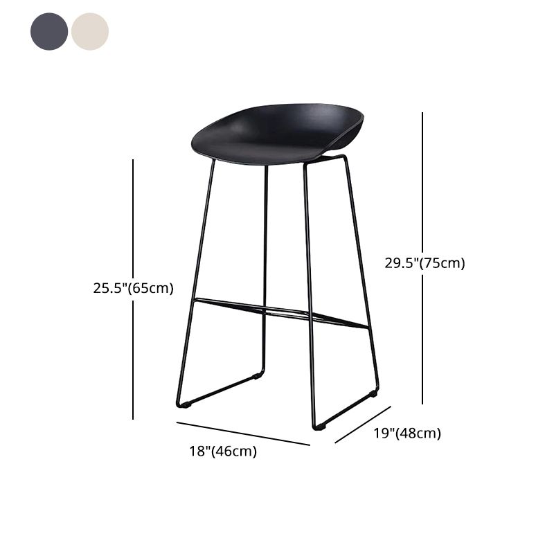 Nordic Indoor Simple Barstool Low Back Steel Tall Stool with Plastic Seat
