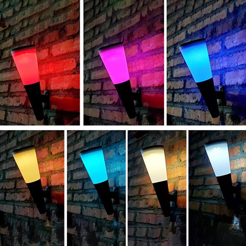 Conical Outdoor Solar Wall Sconce Plastic Nordic LED Wall Light Fixture in Black