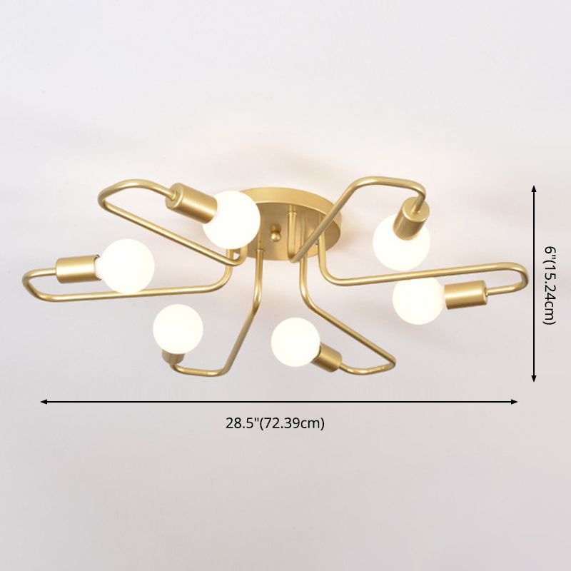Sputnik Metal Semi Flush Mount in Industrial Retro Style Ceiling Fixture for Living Room