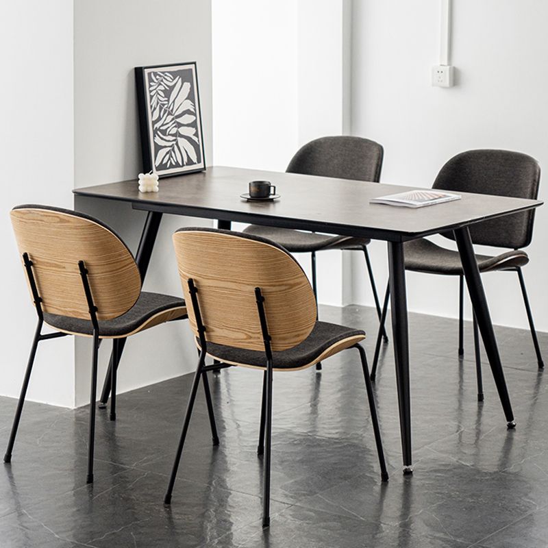 Minimalist Style Linen Fabric Dining Chair Open Back Dining Side Chair for Kitchen