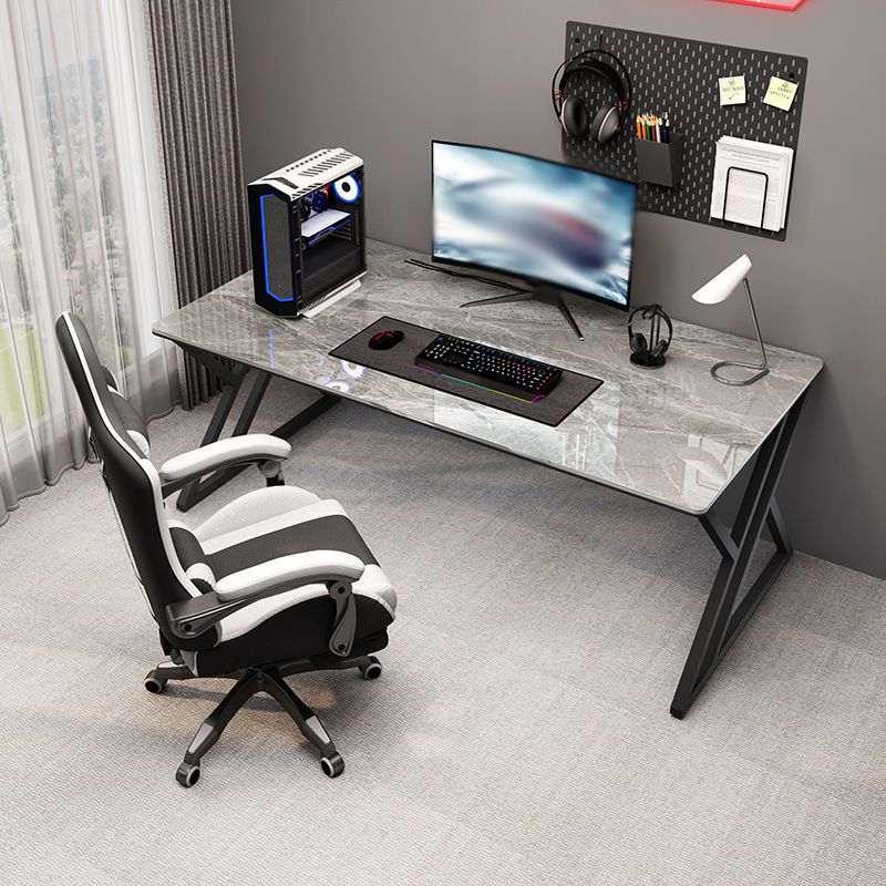 Modern Stone Gaming Desk Sled Base 29.53" Tall Computer Desk