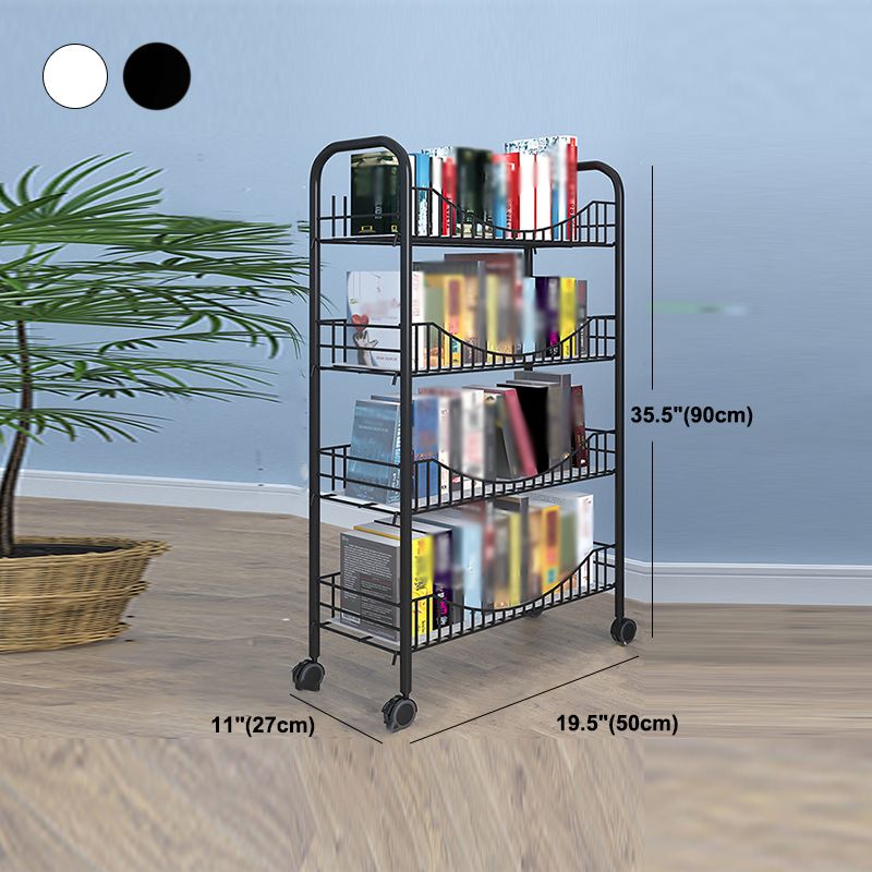 Steel Industrial Etagere Bookshelf Open Vertical Bookshelf with Caster Wheels