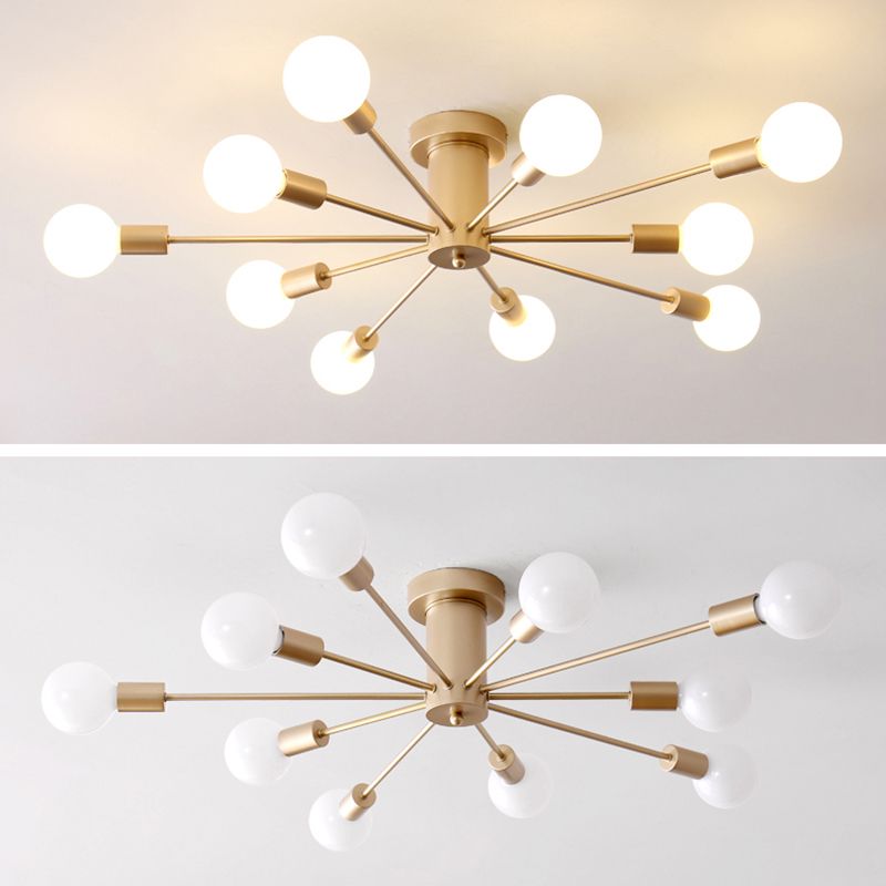 Industrial Radial Semi Flush Mount Light Metal Semi Flush Mount Ceiling Lights