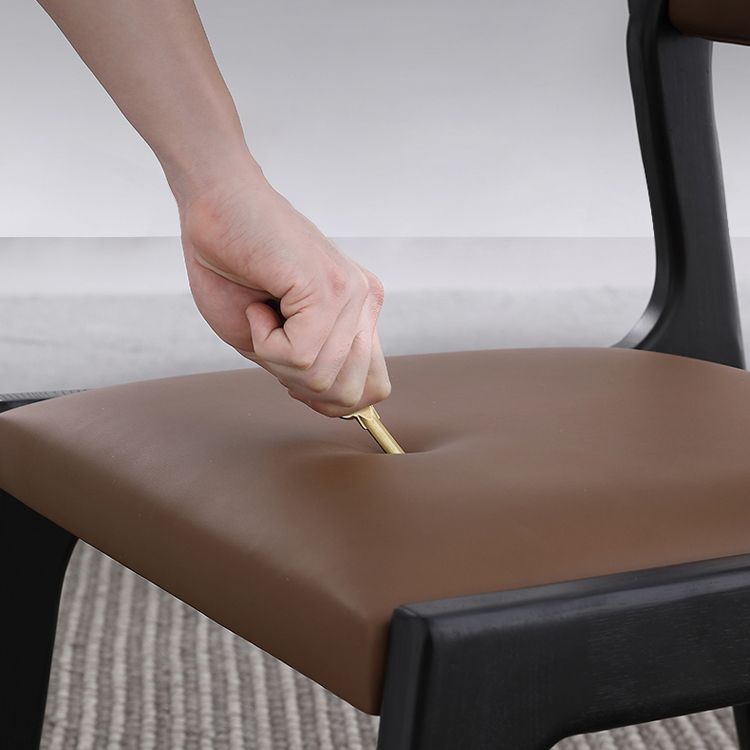 Contemporary Armless Dining Chairs Open Back Side Chair for Kitchen with Wooden Legs