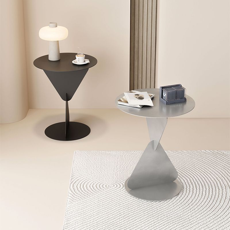 Modernistic Round Top Side Table Metal Pedestal End Table for Living Room