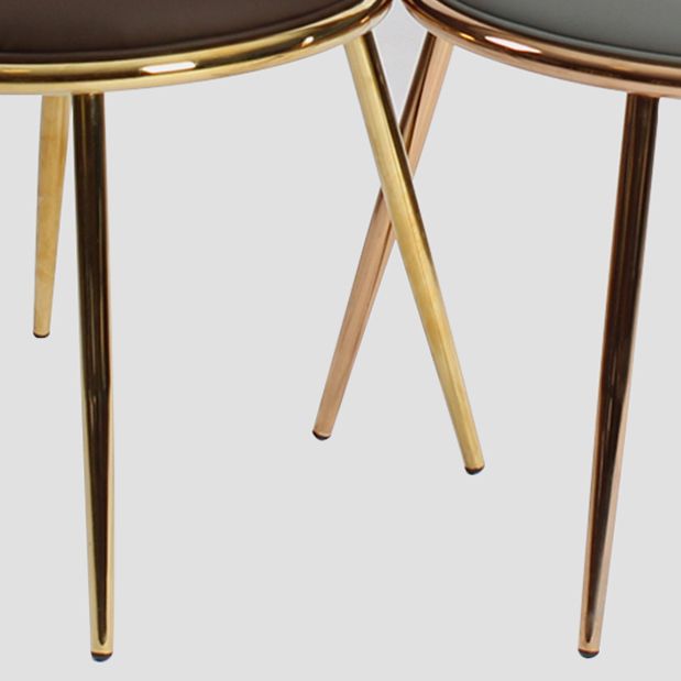 Silla sin brazos de comedor de metal Glam, silla lateral de comedor tapizada para uso doméstico